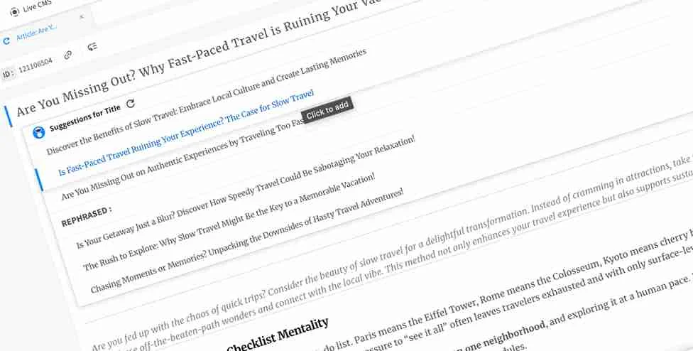 Timeline planning preview